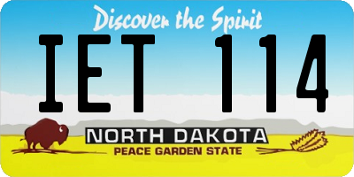 ND license plate IET114