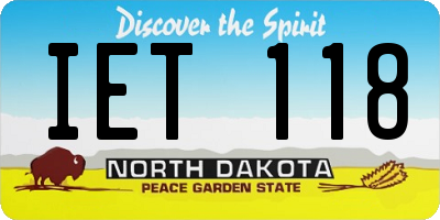 ND license plate IET118