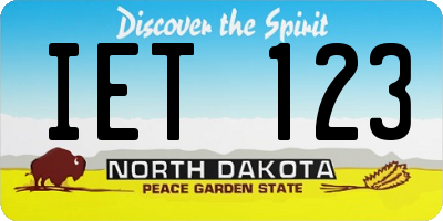 ND license plate IET123