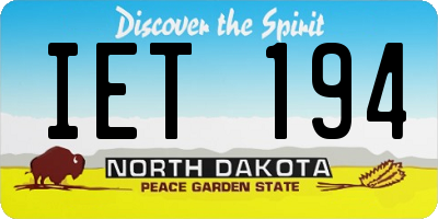 ND license plate IET194