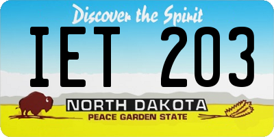 ND license plate IET203