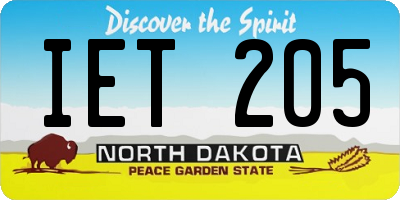 ND license plate IET205