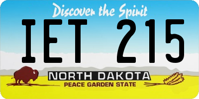 ND license plate IET215