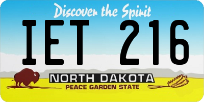 ND license plate IET216