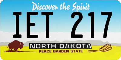 ND license plate IET217
