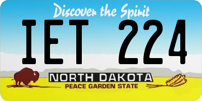 ND license plate IET224