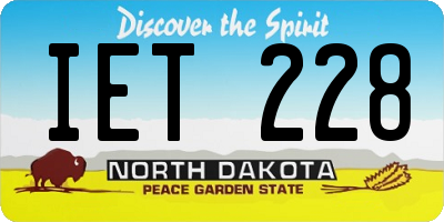 ND license plate IET228