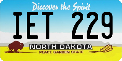 ND license plate IET229