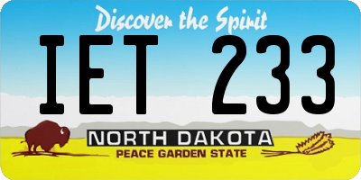 ND license plate IET233