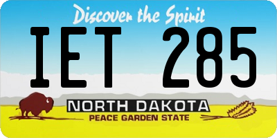 ND license plate IET285