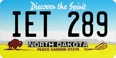 ND license plate IET289