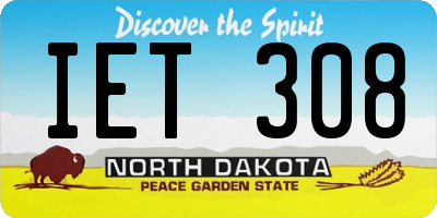 ND license plate IET308