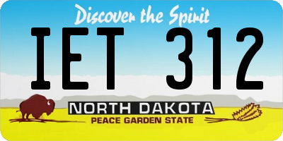ND license plate IET312
