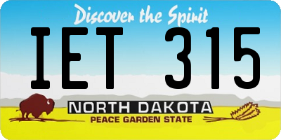 ND license plate IET315