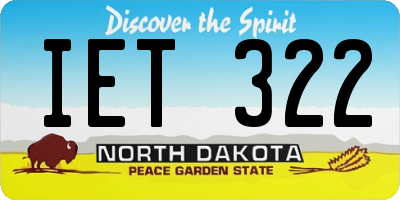 ND license plate IET322