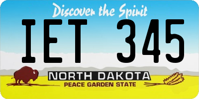 ND license plate IET345