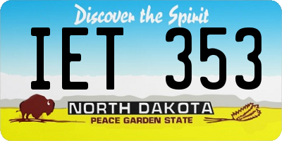 ND license plate IET353