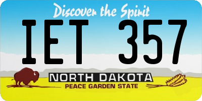 ND license plate IET357