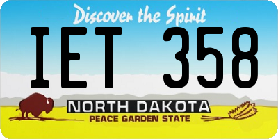 ND license plate IET358