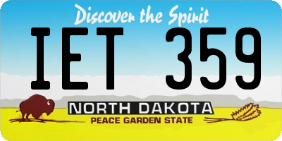 ND license plate IET359