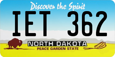 ND license plate IET362