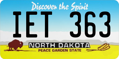 ND license plate IET363