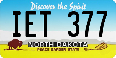 ND license plate IET377