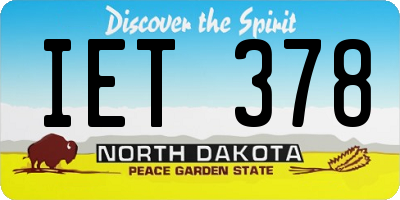 ND license plate IET378