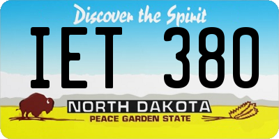 ND license plate IET380