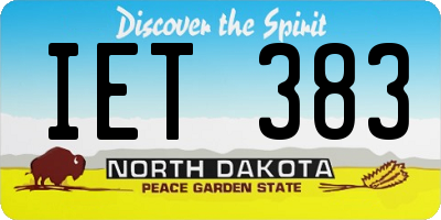 ND license plate IET383