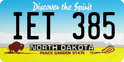 ND license plate IET385