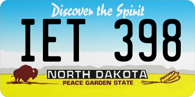 ND license plate IET398
