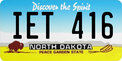 ND license plate IET416