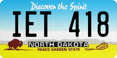 ND license plate IET418