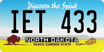 ND license plate IET433