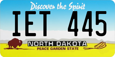 ND license plate IET445
