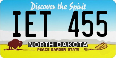 ND license plate IET455