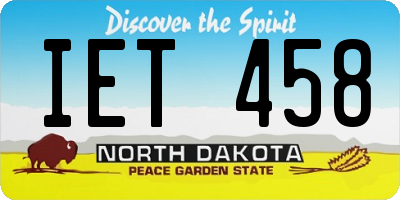 ND license plate IET458