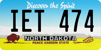 ND license plate IET474