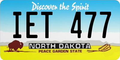 ND license plate IET477