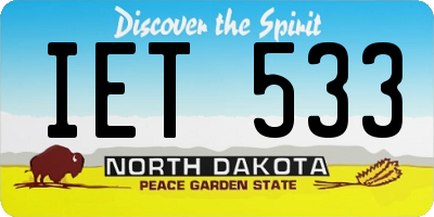 ND license plate IET533