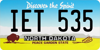 ND license plate IET535