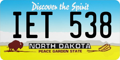 ND license plate IET538