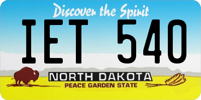 ND license plate IET540