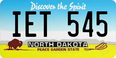 ND license plate IET545