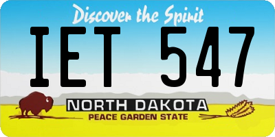 ND license plate IET547