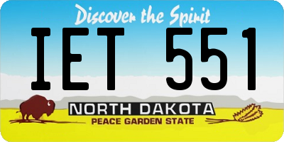 ND license plate IET551