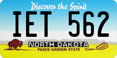 ND license plate IET562