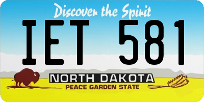 ND license plate IET581