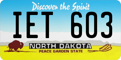 ND license plate IET603